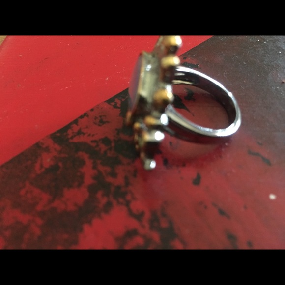 18k Blue ring with green stones - Picture 4 of 6